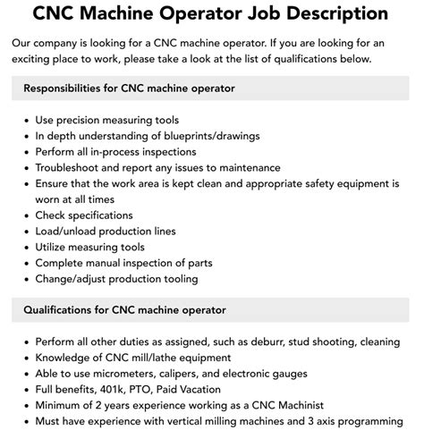 cnc machine operator responsibilities|cnc operator roles and responsibilities.